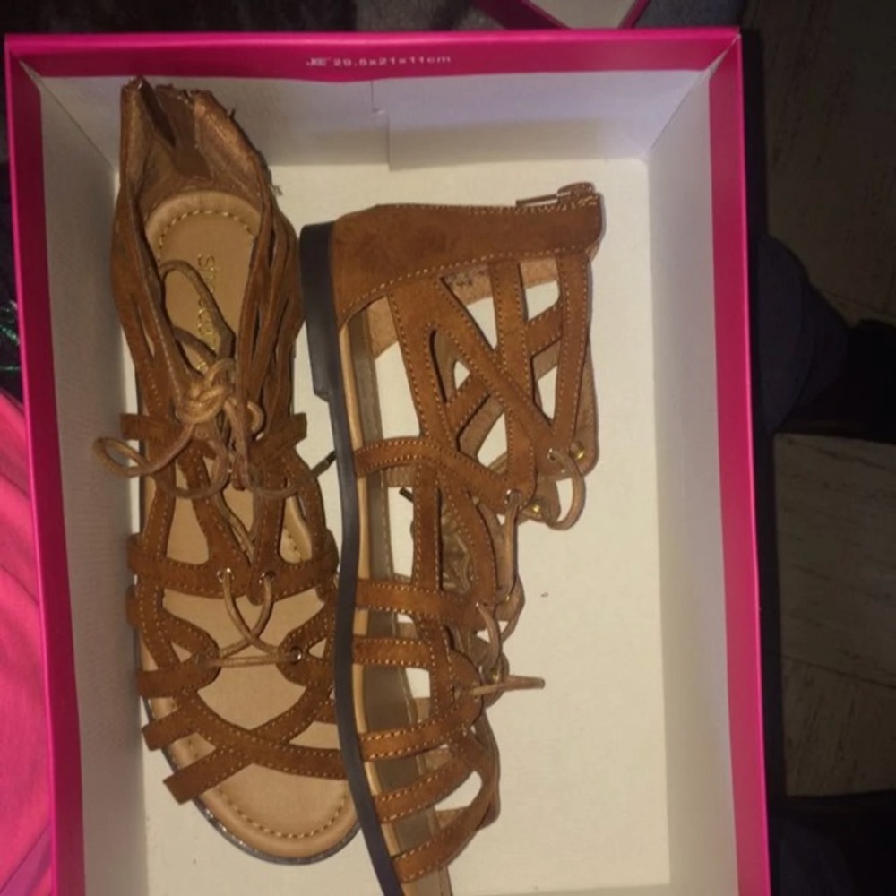 ShoeDazzle Brown Sandals W/ Zipper